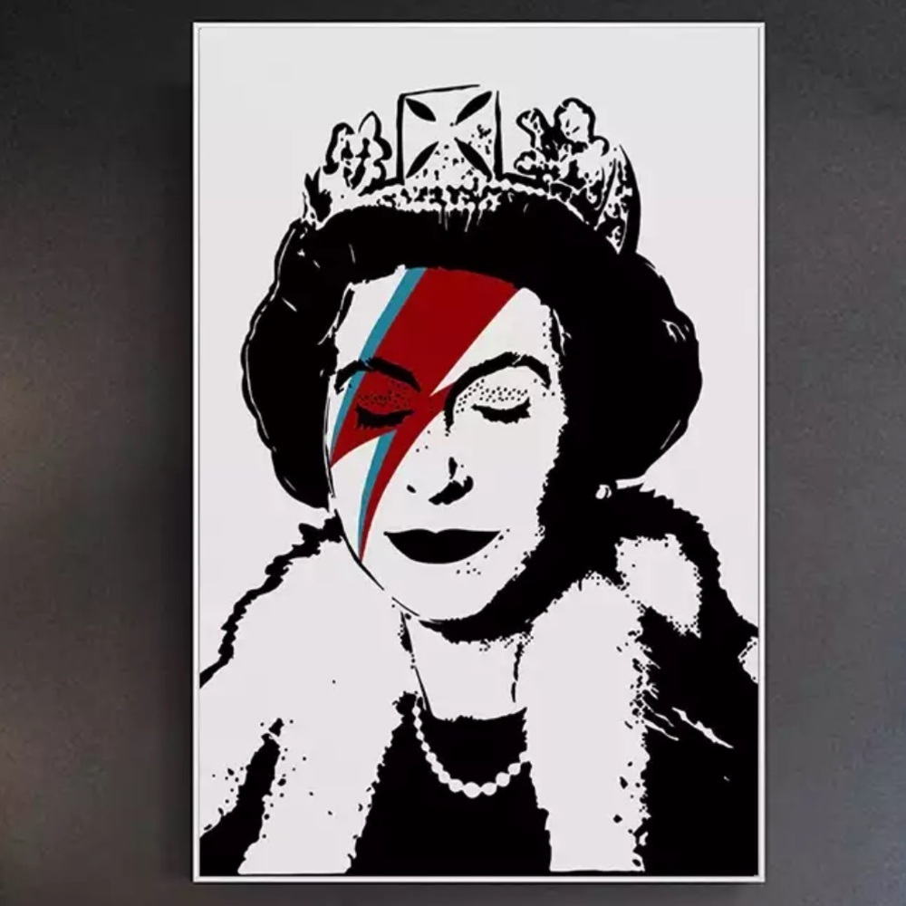 Queen Elizabeth Ziggy Stardust Bansky Canvas Print